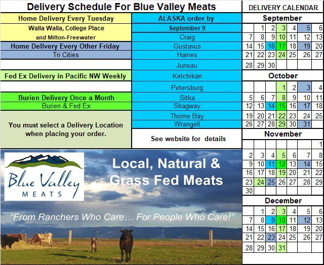 September Blue Valley Meats co-op order is due before Tuesday 9-9-25