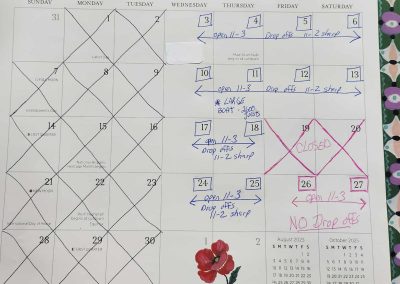 Talia’s Treasures schedule September 2025