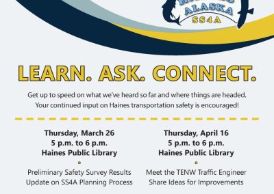 Haines Safe Streets for All (SS4A) Upcoming Public Meetings