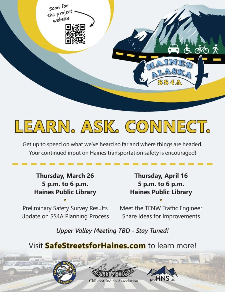Haines Safe Streets for All (SS4A) Upcoming Public Meetings